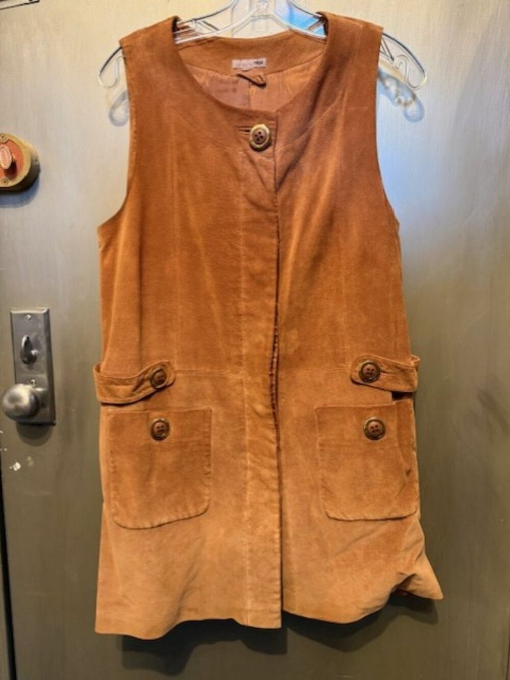 Vintage Camel Suede Shift Mini Dress